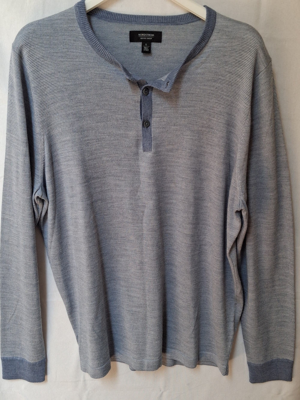 Nordstrom Men’s Shop Light Blue Long-Sleeve Henley Sweater L